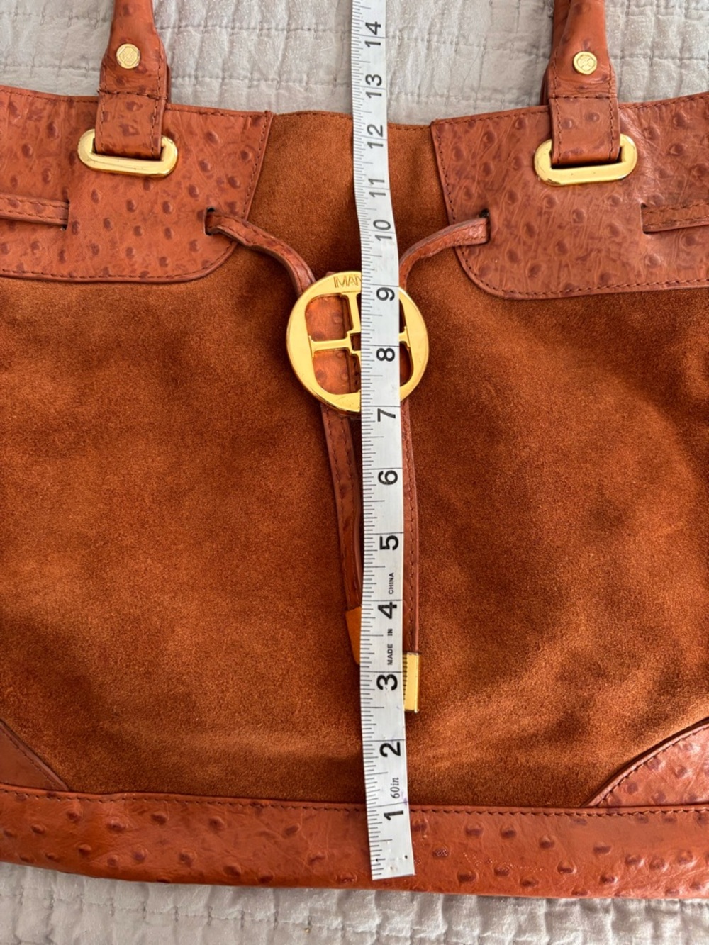 IMAN 100% Ostrich leather tote bag EUC - Picture 4 of 9